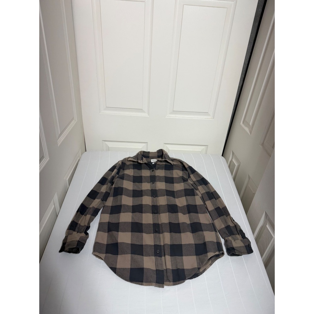 Wilfred Free Brown Black Buffalo Plaid Organic Cotton Flannel Shirt 2XS 111618